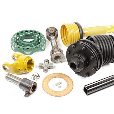 Composants de transmission par prise de force pour machines agricoles : cardans complets, croisillons, mâchoires et pièces d'attelage