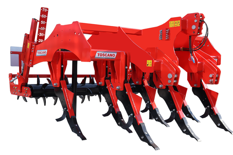 Décompacteur rouge Toscano avec dents de fissuration et rouleau double.